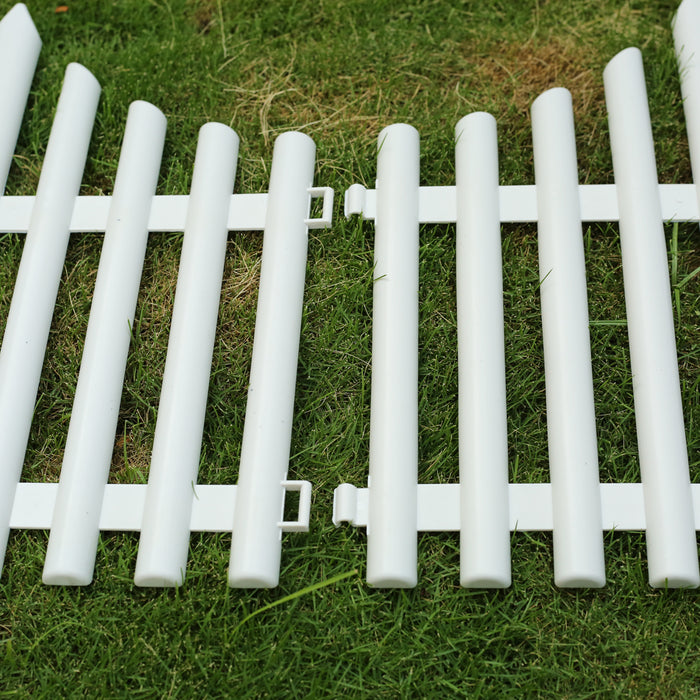 Pack of 4pc PP Picket Fence with Spikes for Outdoors and Flower beds