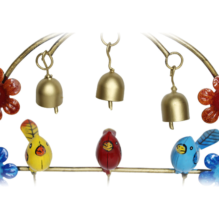 Handmade Metal Chime with 3 Birds for Home Decoration