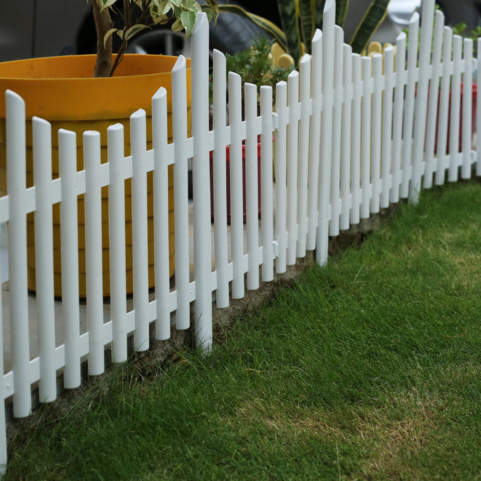 Pack of 4pc PP Picket Fence with Spikes for Outdoors and Flower beds