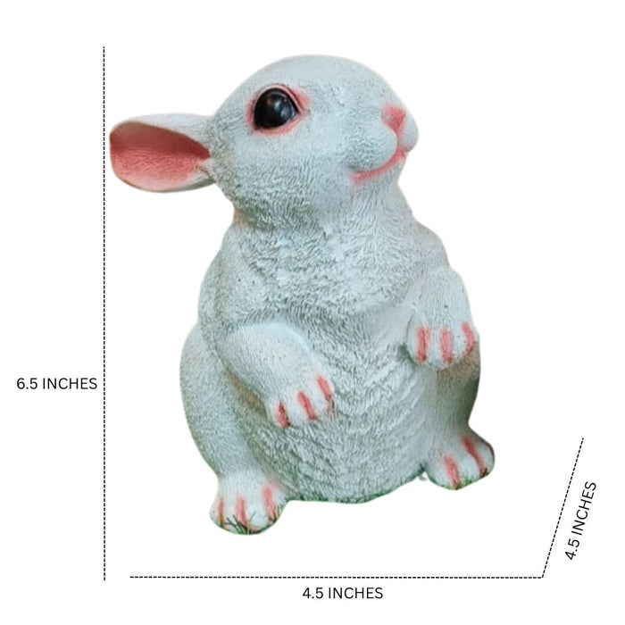 Wonderland Pair of Cute White Rabbit Figurines/Statues for Home, Garden & Balcony Decor | Festive & Gifting Showpiece