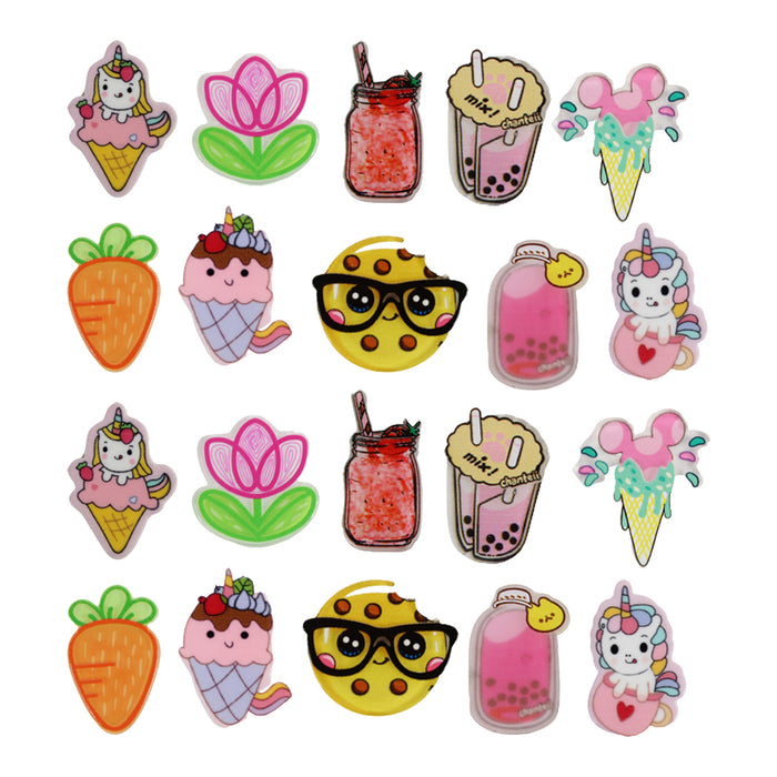 Wonderland Food Combo (Set of 20) (Ice cream and Juice)| Easy-to-apply DIY 3D Stickers