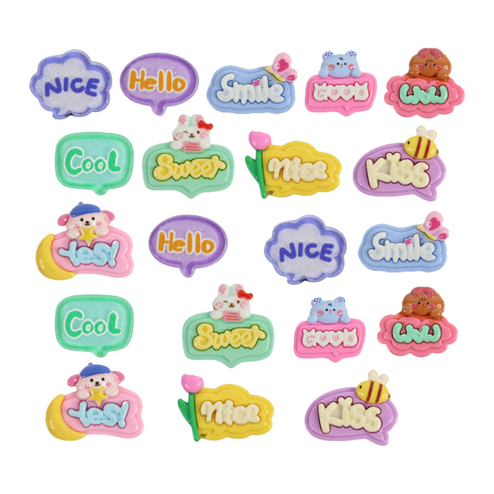 Wonderland Cute Messages Combo (set of 20) (Nice and Smile)| Easy-to-apply DIY 3D Stickers