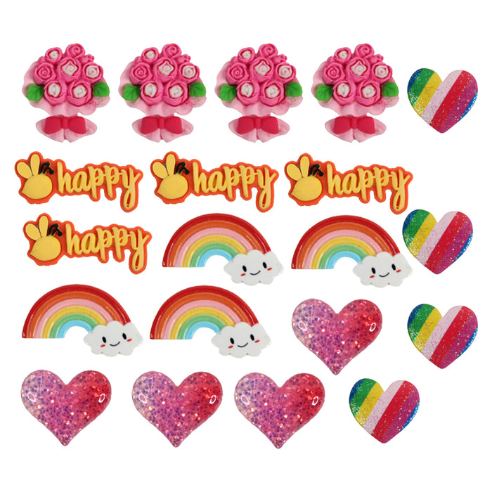 Wonderland Love Combo (Set of 20) (Heart and bouquet)| Easy-to-apply DIY 3D Stickers