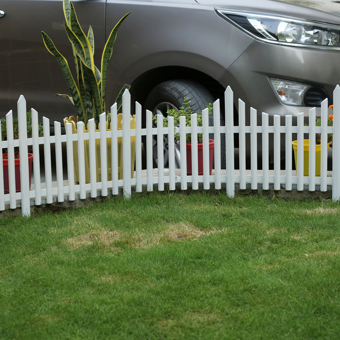 Pack of 4pc PP Picket Fence with Spikes for Outdoors and Flower beds