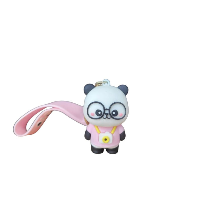 Wonderland Kawaii style ( set of 2) Cute Panda Couple Keychain Set with Wrist Strap