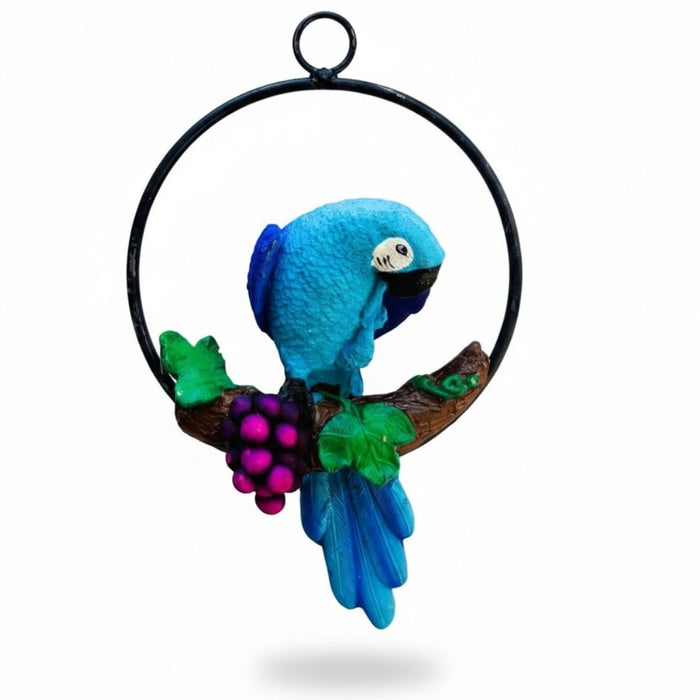 Wonderland Blue Macaw Parrot on Branch Wall Hanging Decor