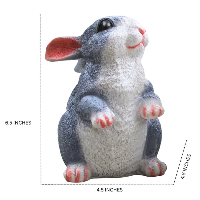 Wonderland Cute Pair of Grey Rabbit Figurines for Home, Garden & Balcony Decor - Decorative Animal Statues (Set of 2)