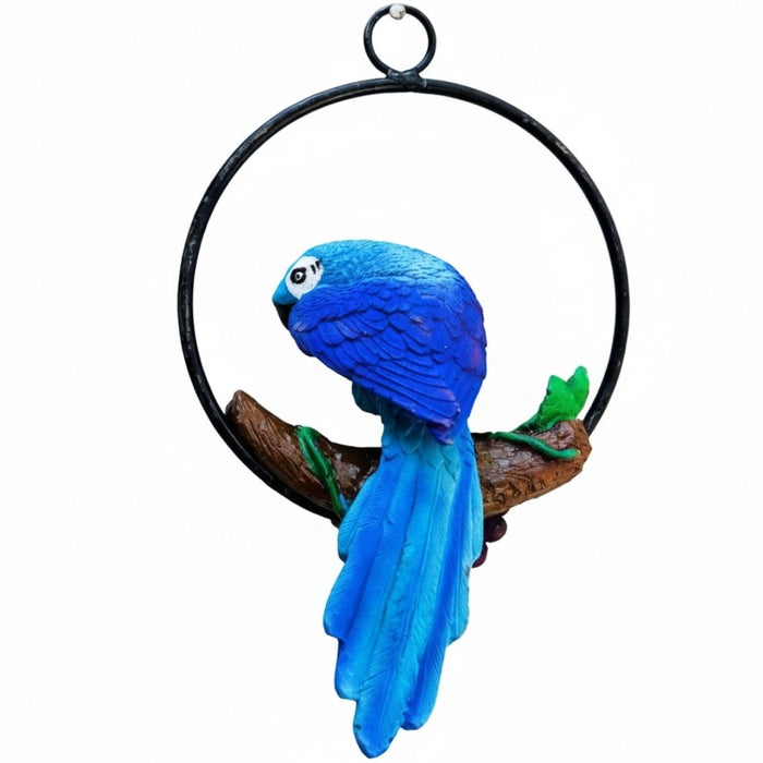 Wonderland Blue Macaw Parrot on Branch Wall Hanging Decor