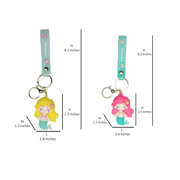 Wonderland Kawaii style ( set of 2) Mermaid Dream Keychains with Holder Accessories, Backpack Car Key Chain for Boy Girl