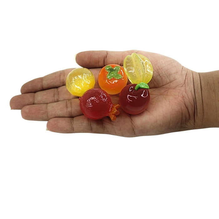 Wonderland Cute Miniature Fruit Models| Figurines for Home Decor, Education purpose  & Crafting (Set of 5)| resin mini fake toy food miniatures