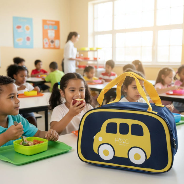 Wonderland Cute Car Kids'design  Lunch Bags (Set of 2)|Insulated Lunch carry bag| Thermal Food Container