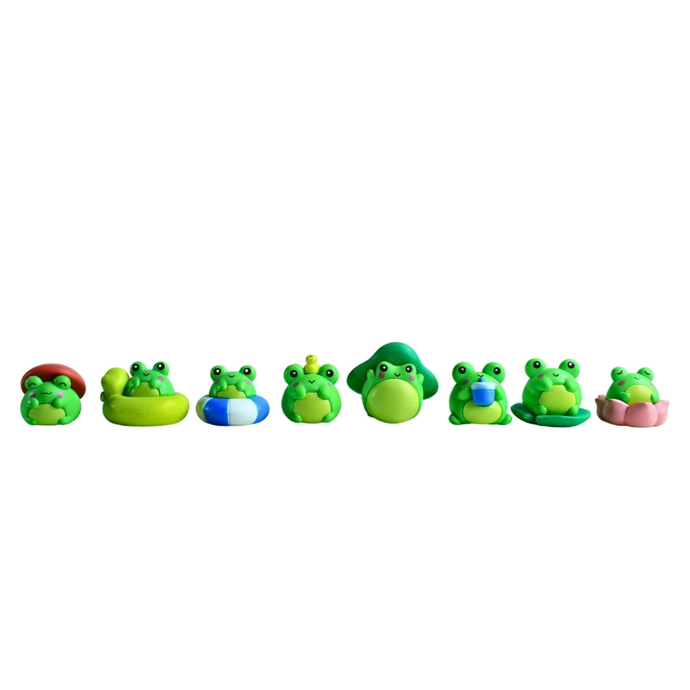Wonderland (Set of 8 Mini Cute Frog Miniature Figurines Animals Model Fairy Garden Miniature Moss Landscape
