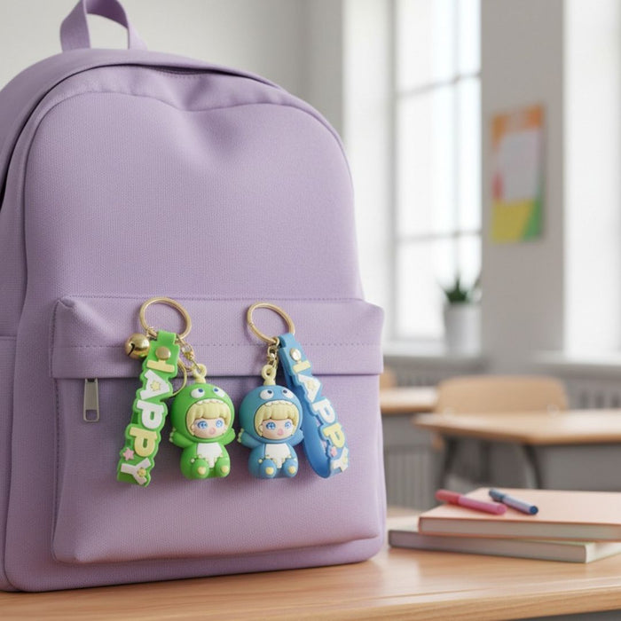 Wonderland Kawaii style ( set of 2) Dino Buddy Keychains with Holder Accessories, Backpack Car Key Chain for Boy Girl