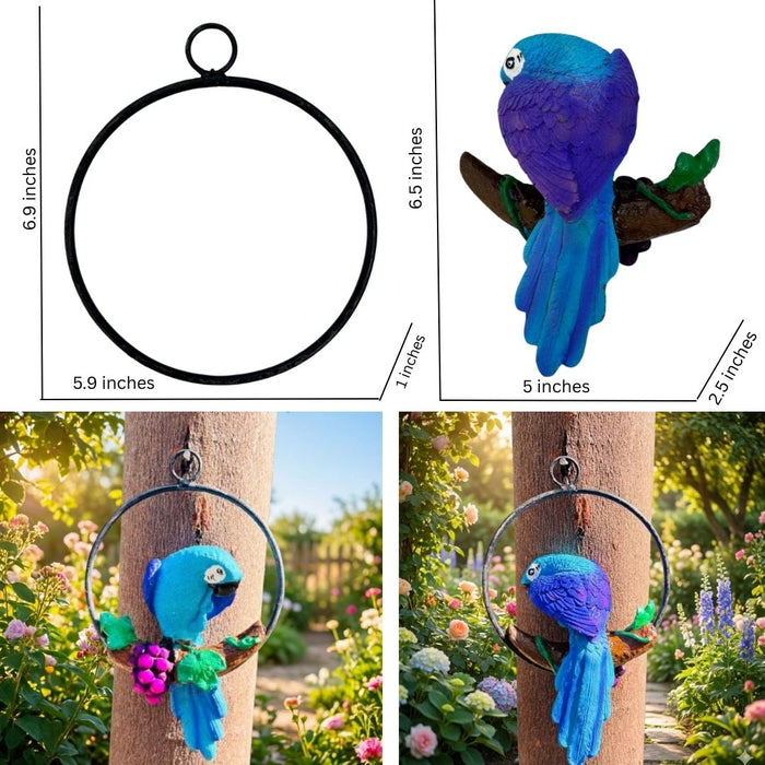 Wonderland Blue Macaw Parrot on Branch Wall Hanging Decor