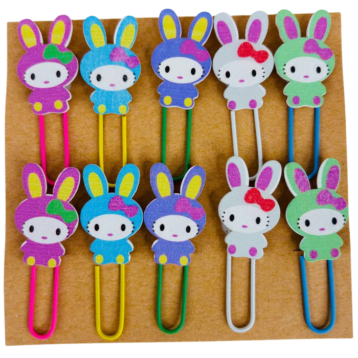 Wonderland Adorable Bunny Decorative Paper Clips | Cute Planner & Bookmark Clips (10 Pack)