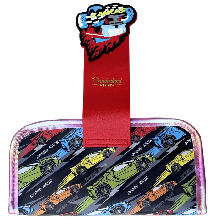 Kids Double Zip Racing Pencil Case –   with 3D Rubber Badge