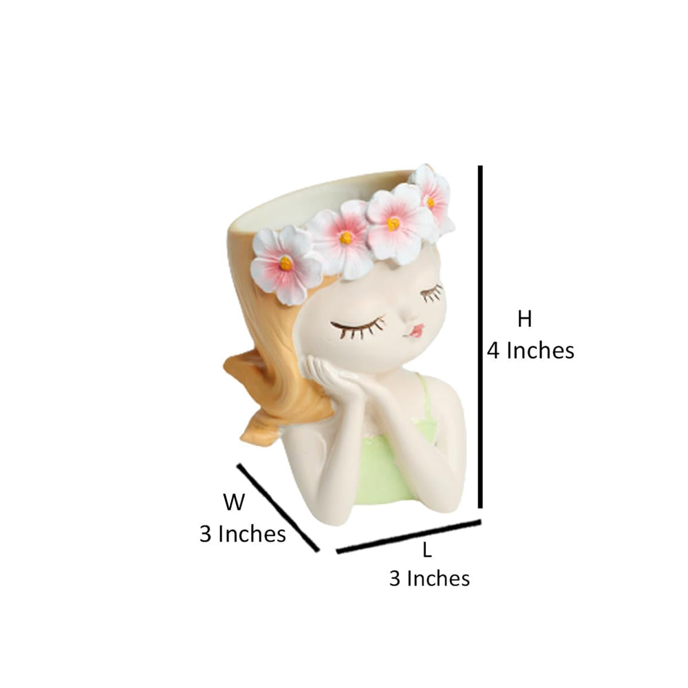 Style 2 resin beautiful girl style planter for real small plants