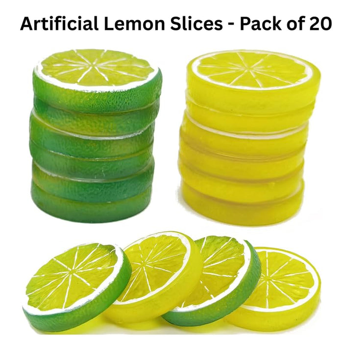 20-Piece Artificial Lime Slices - Realistic Faux Citrus Fruit Rounds for Home Decor, Vase Fillers, Photography Props, and Party Decorations