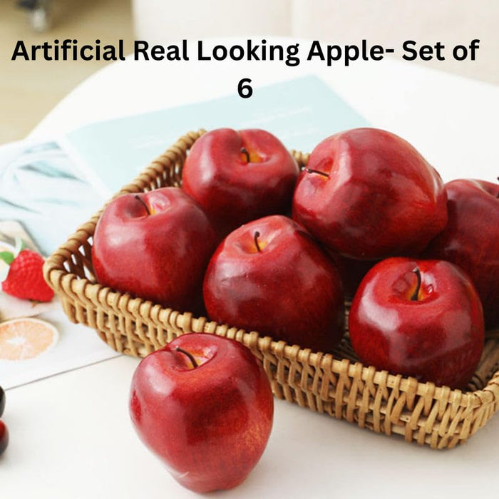 6-Piece Life-Like Artificial Red Delicious Apples - Premium Realistic Faux Fruit for Home Decor, Kitchen Displays, and Photography Props- 3.15x3.82 inch