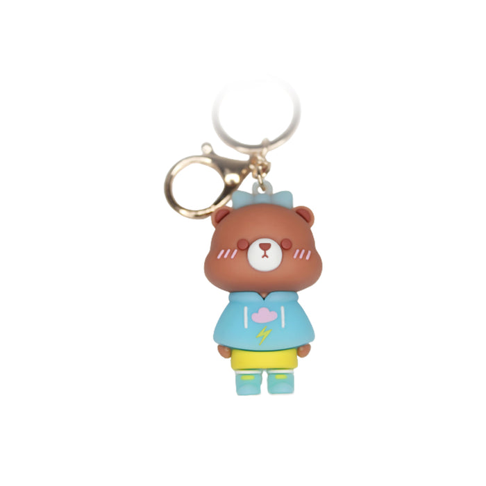 Teddy Cartoon style keychain with band ( Blue)