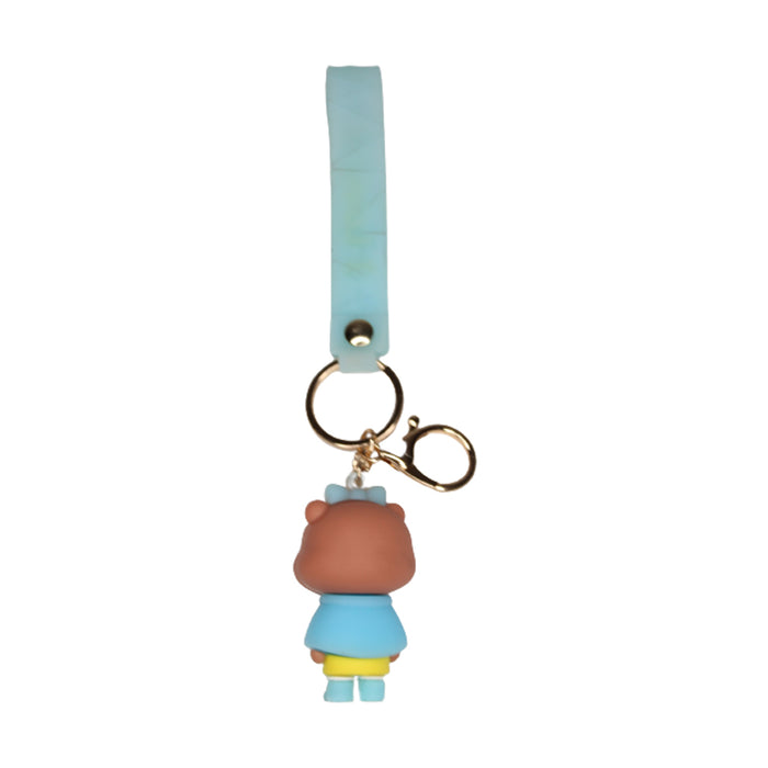 Teddy Cartoon style keychain with band ( Blue)