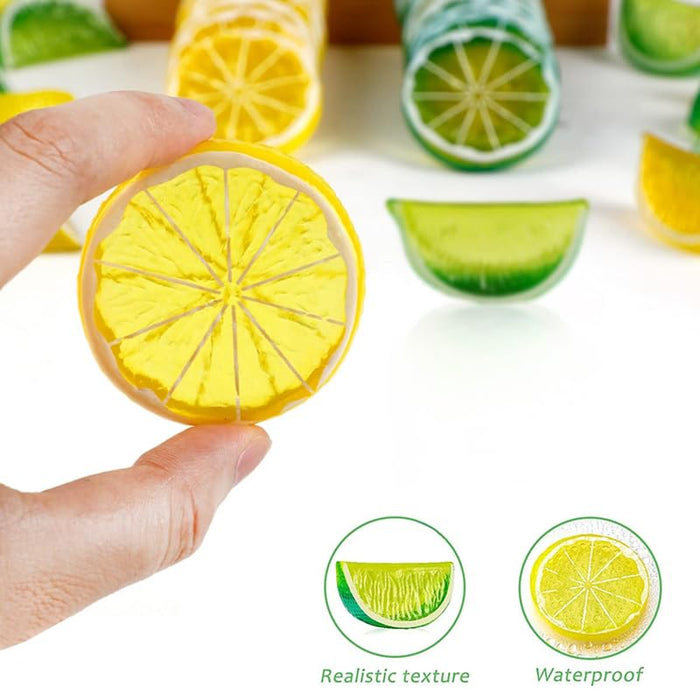 20-Piece Artificial Lemon and Lime Set – Life-Like Faux Citrus Slices and Wedges for Home Decor, Kitchen Displays, Photography Props, and DIY Crafts