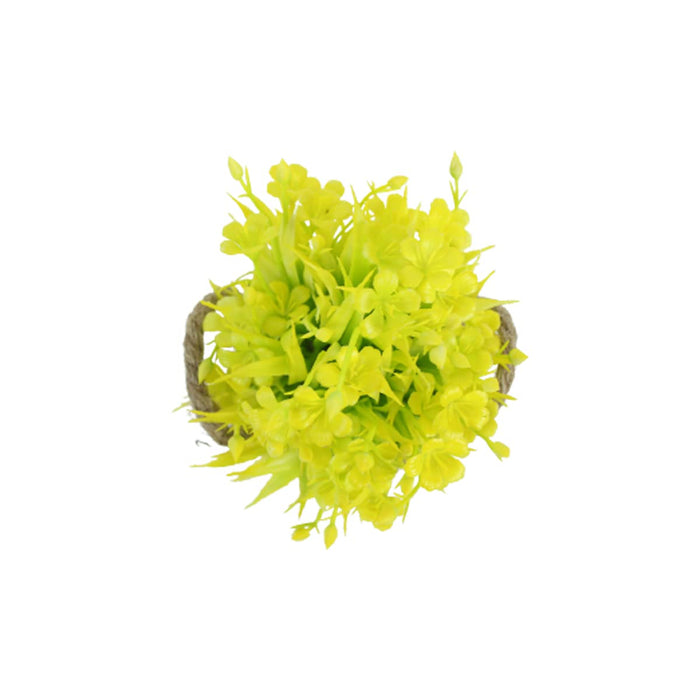 Metal Pot-Yellow-with Artificial Plant Attached for Home Decor