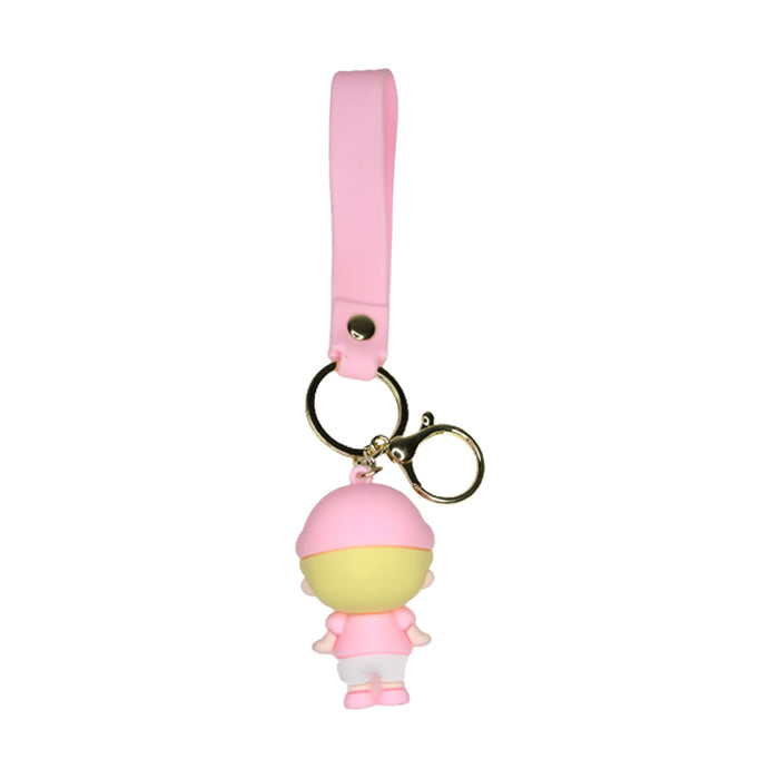 Duck shape Doll Cartoon style keychain with band ( yellow and pink)