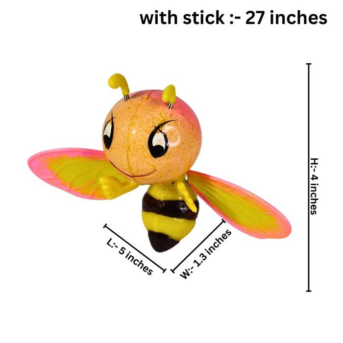 (Set of 4) Faty Face Bee Sticks for Plant