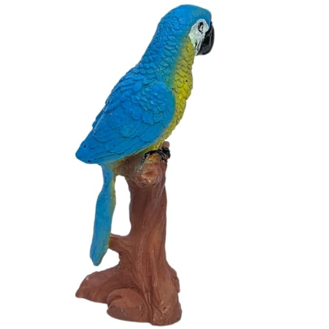 Realistic Macaw/ Parrot on Branch Statue - Resin Bird Ornament