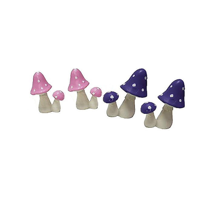 (Set of 4) Mushroom Miniature Garden Decorations Accessories