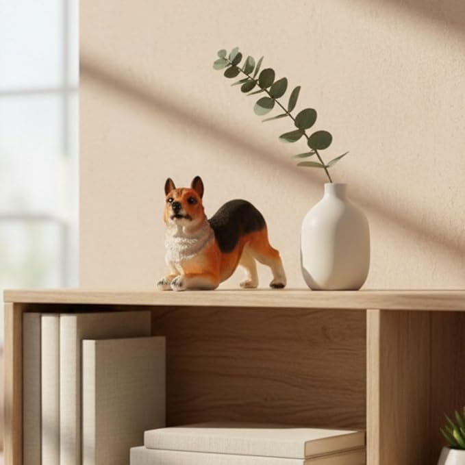 Wonderland Realistic   Dog Figurine - Playful Stretch Pose Garden/Home Decor Statue |Lifelike Dog Statue - Playful Stretch Pose Figurine for Home or Garden Décor