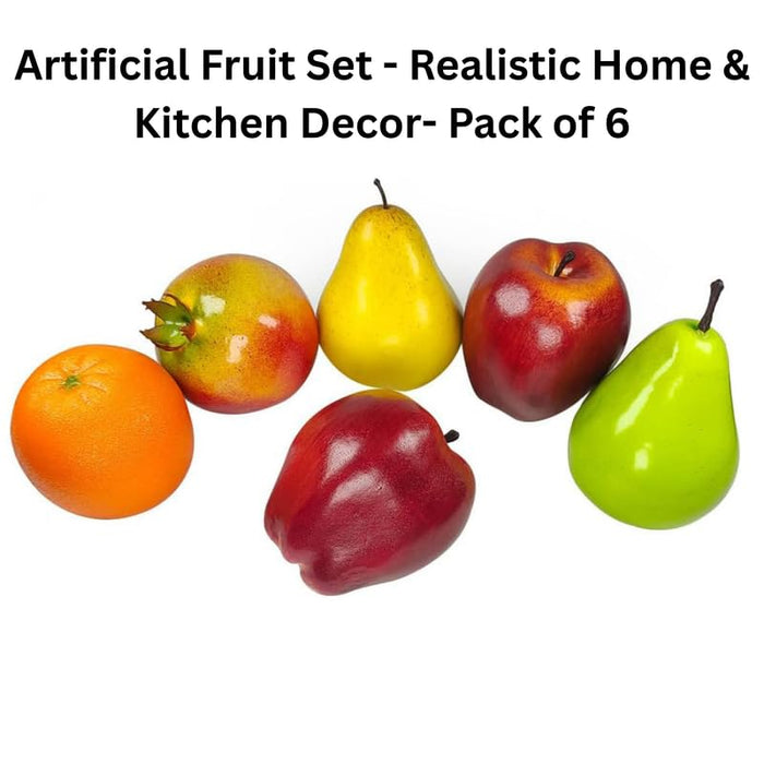 6-Piece Lifelike Artificial Fruit Set - Realistic Home & Kitchen Décor|Faux Fruits Set for Party Chirstmas Decortion,Fruit Modle for Photoshoot,Fake Apples,Pomegranate,Mixture Fruits