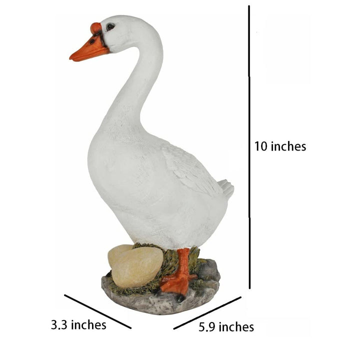 Resin White Duck with Eggs Garden Statue - Outdoor Lawn Decor