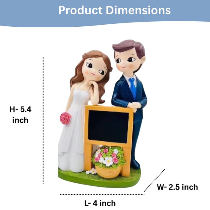 5.4 Inch Whimsical Wedding Couple Figurine with Mini Blackboard