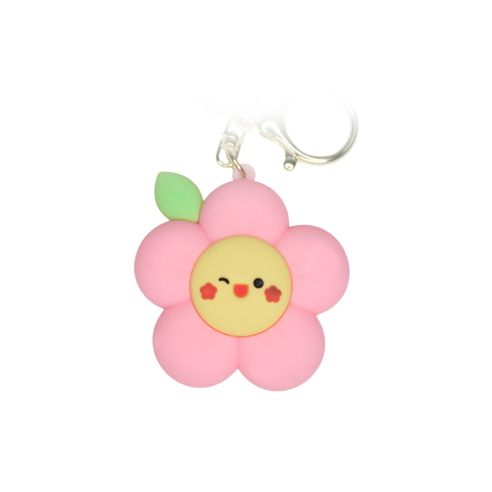 Pink Flower Keychain with bag charms band.