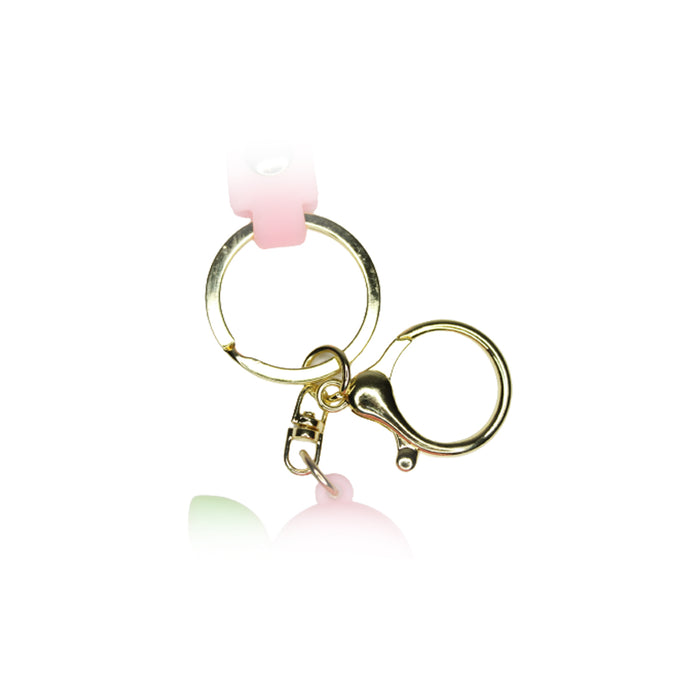 Pink Flower Keychain with bag charms band.