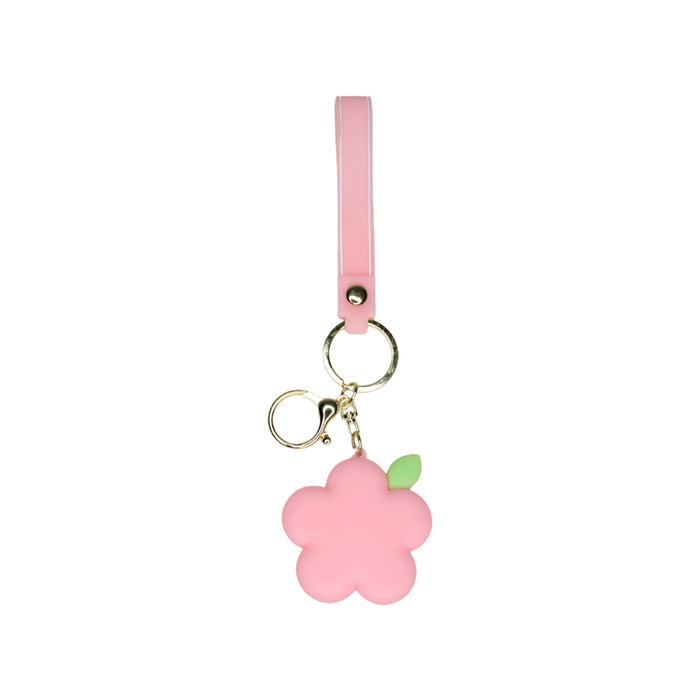 Pink Flower Keychain with bag charms band.