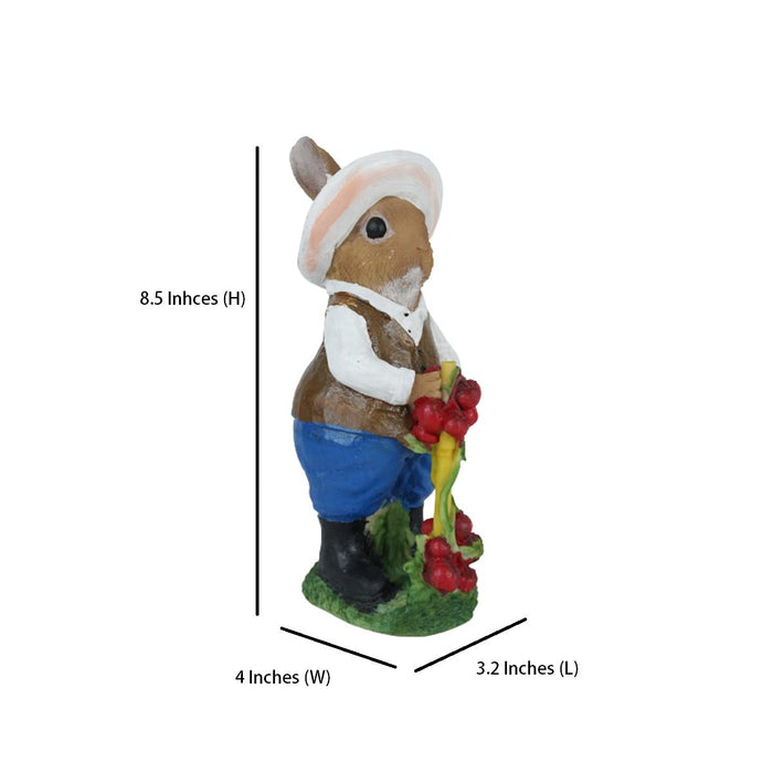 Charming Gardener Rabbit Figurine with Harvest – Decorative Bunny Statue