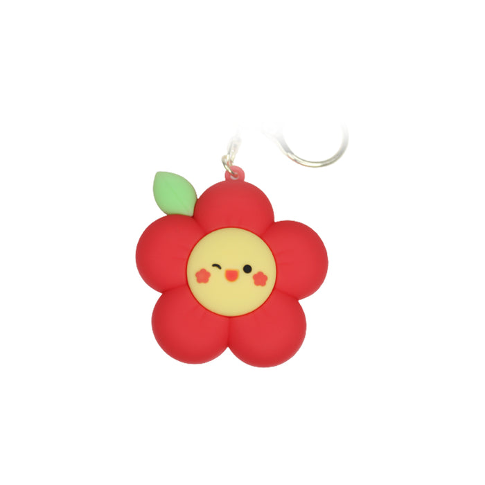 Red Flower Cartoon style keychain with band (Red)