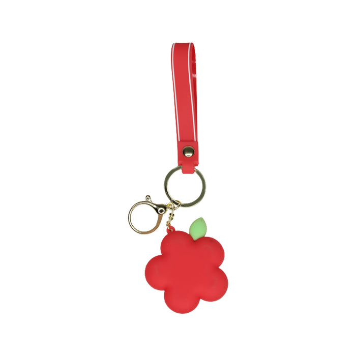 Red Flower Cartoon style keychain with band (Red)