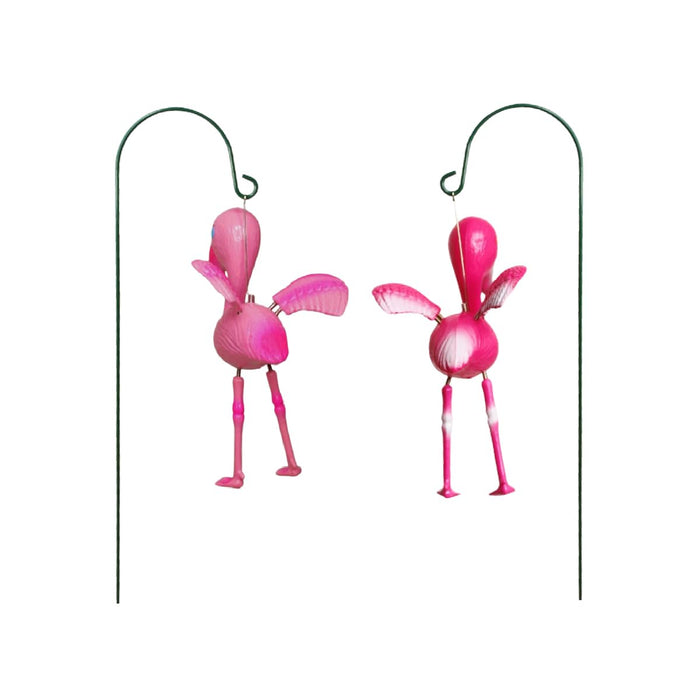 Pink Flamingo Hanging Garden Ornaments for Planters and Lawn Decor (Set of 2) – Weather-Resistant Outdoor Accents