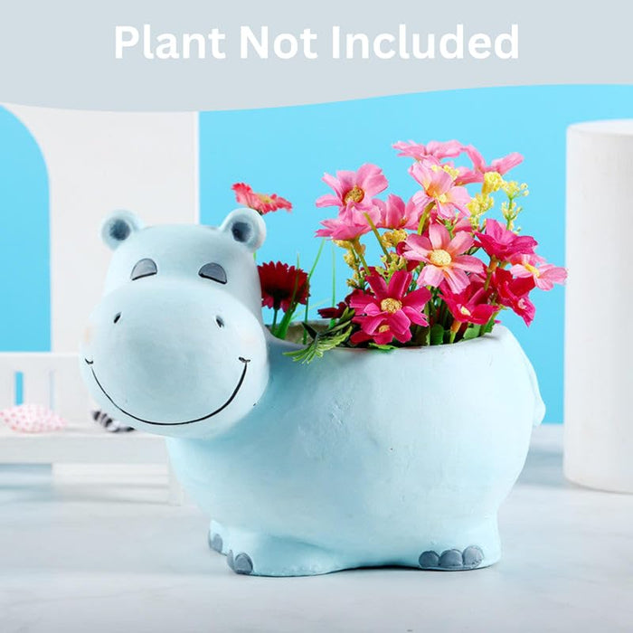 Wonderland 5 inch Adorable Hippo Ceramic Succulent Planter – Mint Blue Animal Flower Pot for Indoor Plants, Cactus, and Office Décor-5.5x2.5x5inch(Plant Not Included)