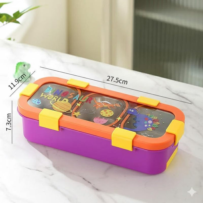 Kids- 600 ml Lunch Box 304 ss Stainless Steel Dinosaur Design Tiffin Box (price per pc)- 11X4.5X3 INCH
