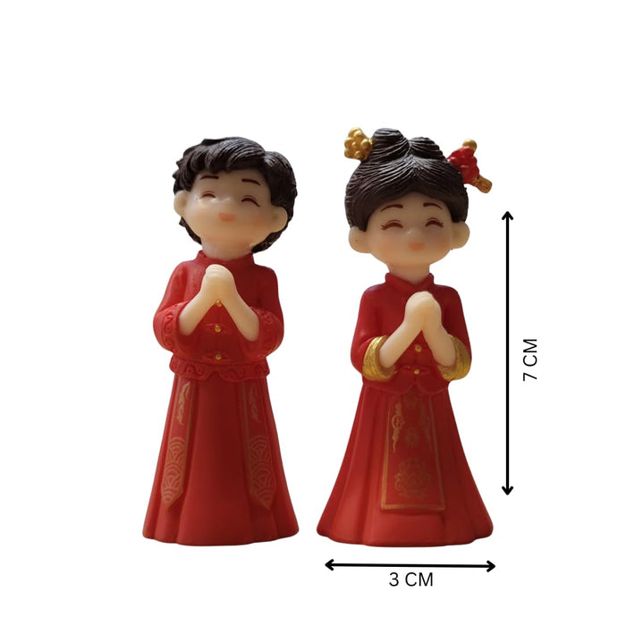  Mini Chinese Wedding Couple Dolls – Adorable Resin Bride & Groom
