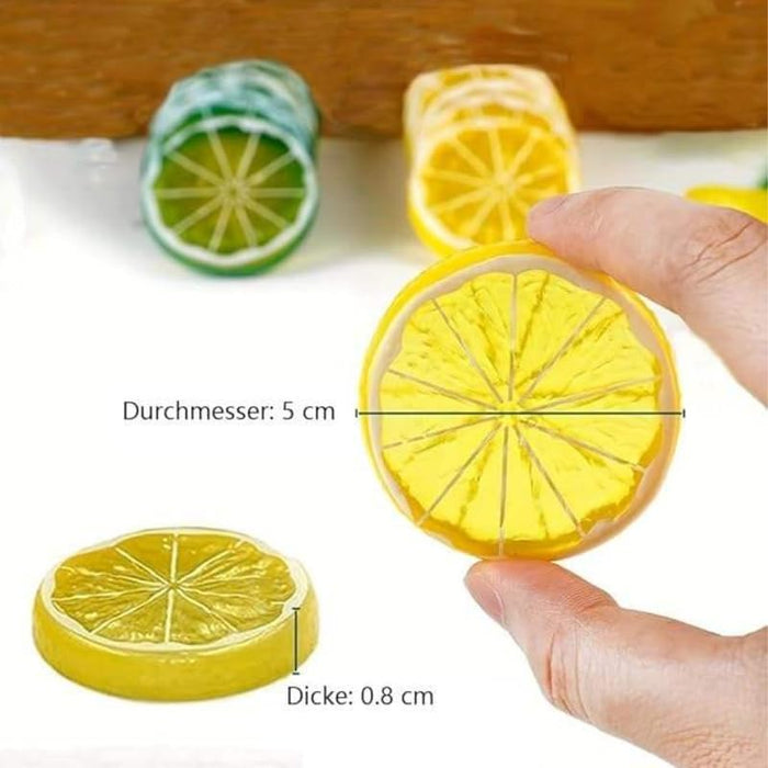 20-Piece Artificial Lime Slices - Realistic Faux Citrus Fruit Rounds for Home Decor, Vase Fillers, Photography Props, and Party Decorations