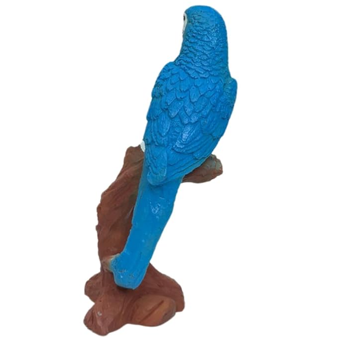 Wonderland Realistic Macaw on Branch Statue - Colorful Resin Bird Ornament