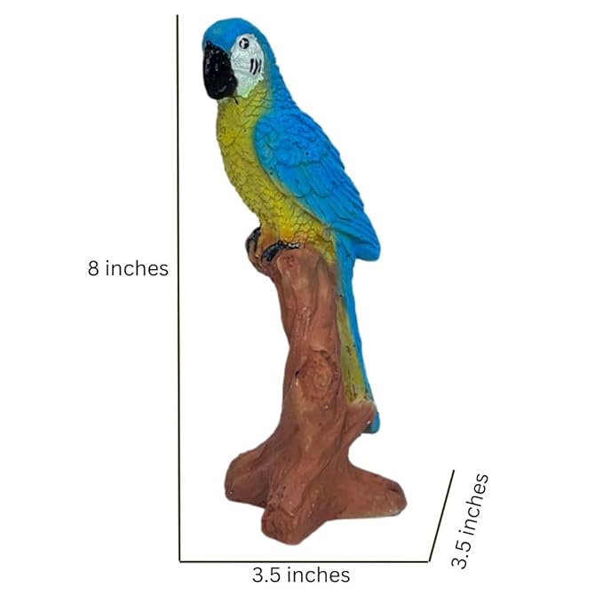Wonderland Realistic Macaw on Branch Statue - Colorful Resin Bird Ornament