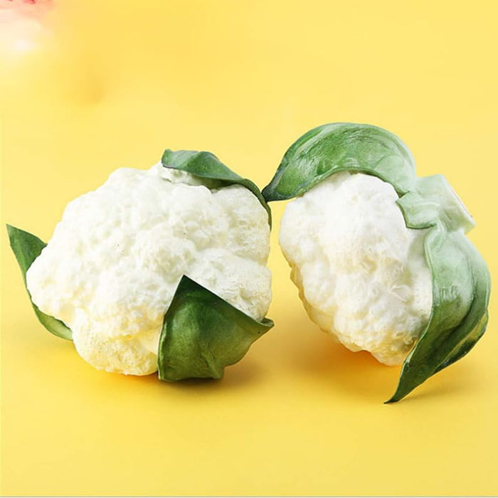 2-Piece Lifelike Artificial White Cauliflower Set – Realistic Fake Vegetable Props for Home Kitchen Decor, Photography Studio, and Educational Displays