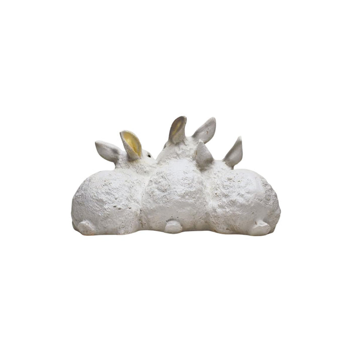 Resin Three Joint Rabbits for Garden Decoration,, White, Grey, Black (Single pc)